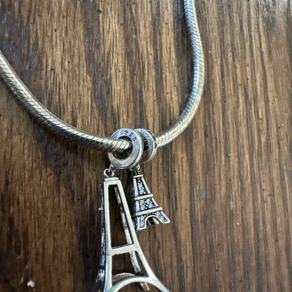 Sterling Silver Paris‎ Charms Eiffel Tower Charm Bracelet - Picture 5 of 7